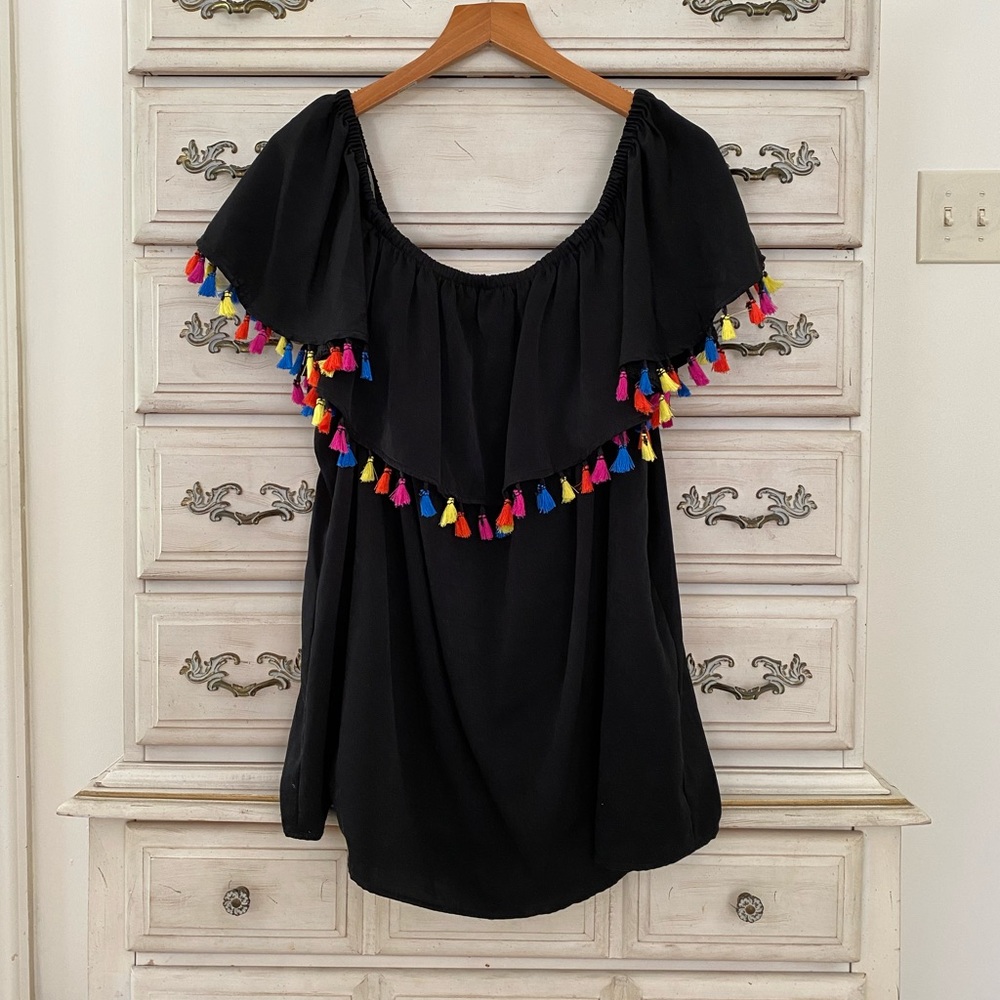 Vici Black Tassel Top